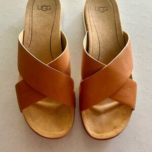UGG Women's Brown Cross-Strap Sandals